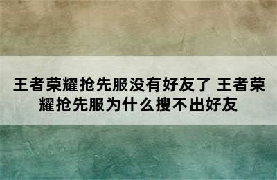 王者荣耀抢先服没有好友了 王者荣耀抢先服为什么搜不出好友